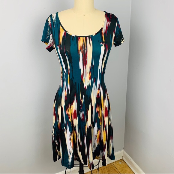 NY Collection Abstract Fit & Flare Dress NWOT - Picture 2 of 8